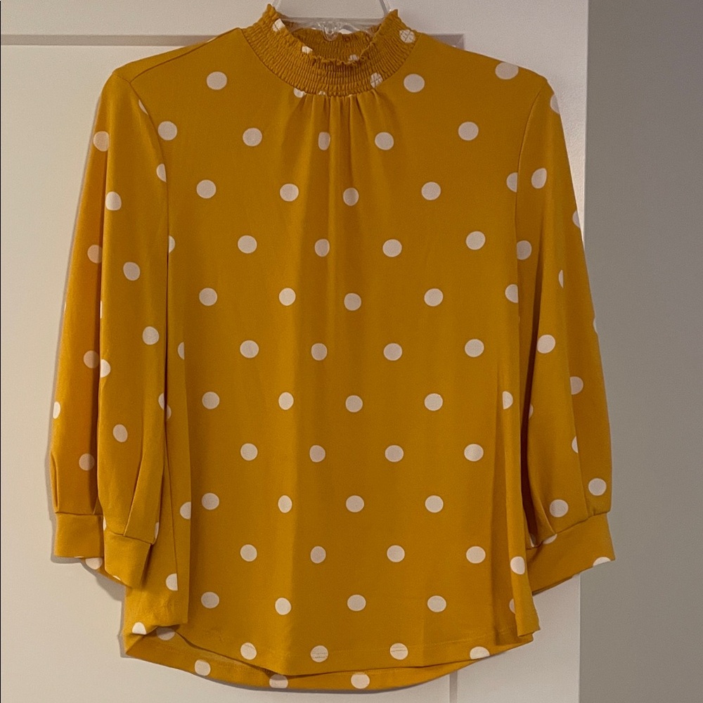Cleo Mustard Polka Dot Blouse